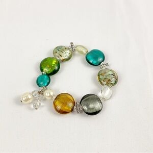 Silpada Rainbow Murano-Style Glass Stretch Bracelet | Vibrant Boho Chic